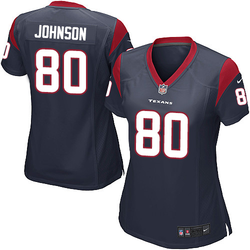 Women's Game Andre Johnson Nike Jersey Navy Blue Home - #80 NFL Houston Texans